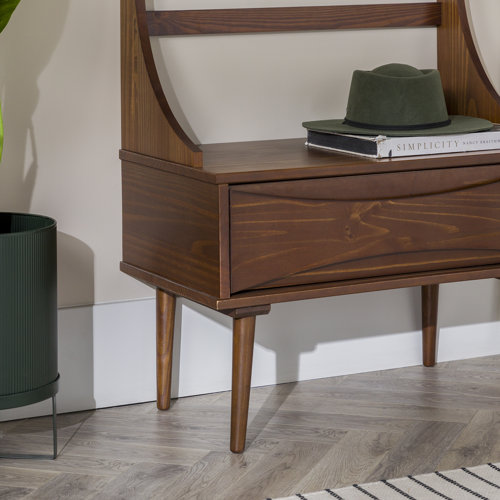 Corrigan Studio® Malena Pine Solid Wood Hall Tree with Bench and Shoe